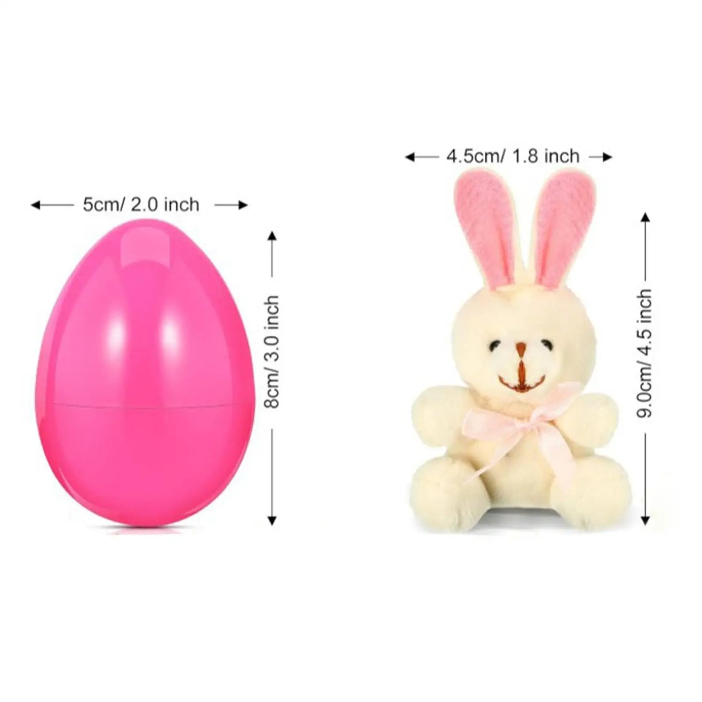 12Pcs Prefilled Easter Eggs with Plush Bunny Toys Gift Stuffed Animals Rabbits for Carnival Prizes Kids Classroom Rewards Adults