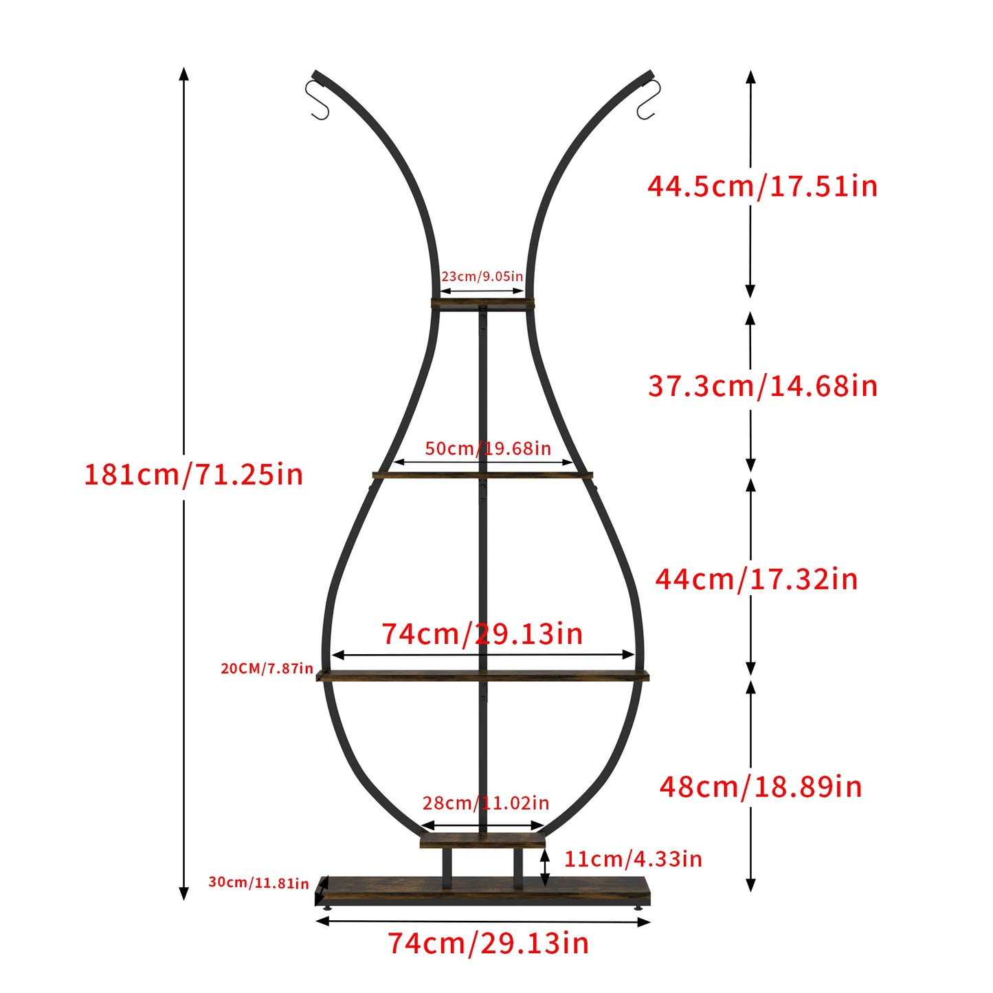 Large Vase Shaped Plant Stand 5 Tier Planter Display Rack Garden Flower Pot Holder for Home Patio Decor