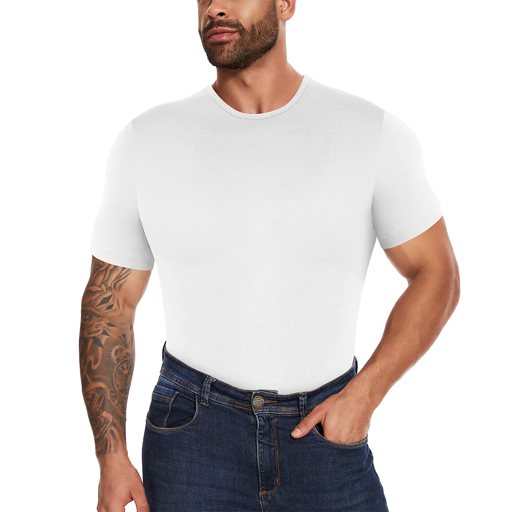 Mens Short Sleeve Full Body Shaper Bodysuit Tummy Control Romper Pajamas Waist Trainer Slimming Shapewear Underwear Undershirts