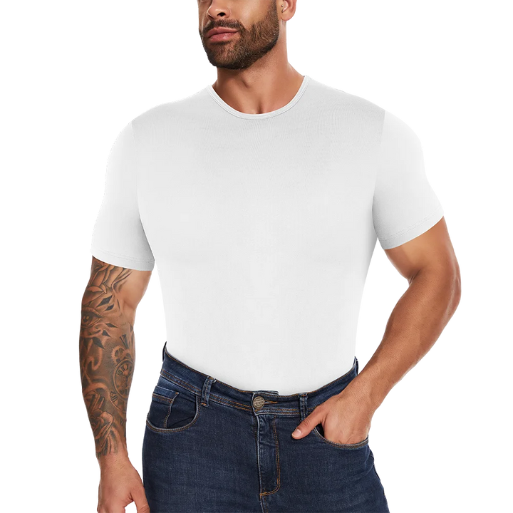 Mens Short Sleeve Full Body Shaper Bodysuit Tummy Control Romper Pajamas Waist Trainer Slimming Shapewear Underwear Undershirts