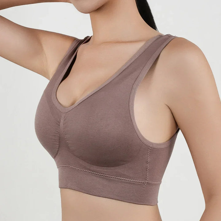 Women Breathable Sports Bra Absorb Sweat Shockproof Padded Gym Running Fitness Double Layer Seamless Yoga Sports Bras Underwear