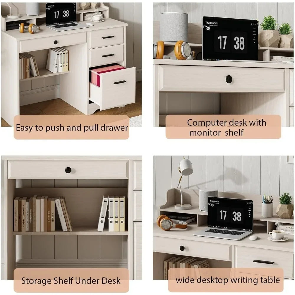 44" Home Office Desk with Storage