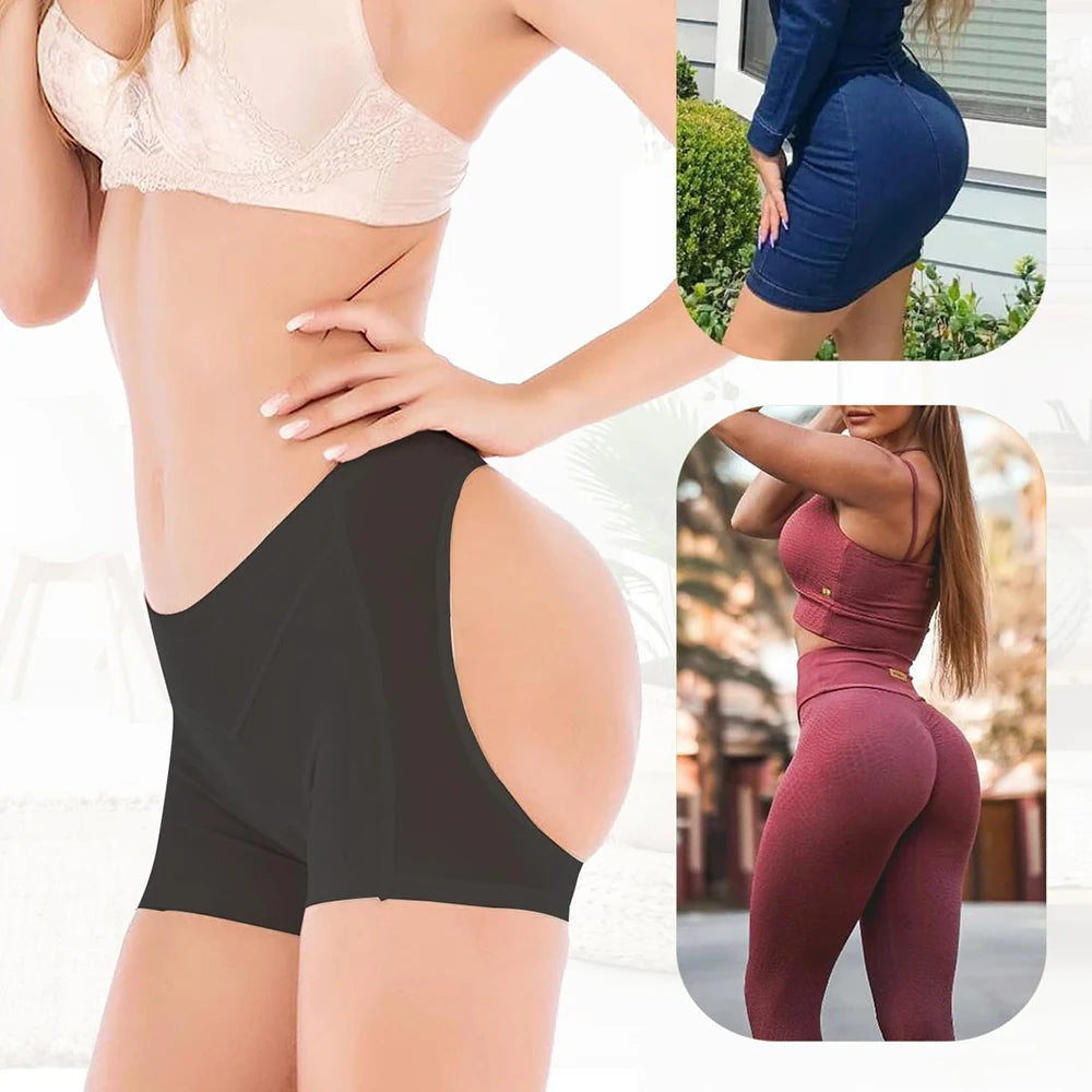 Women's Hollow Sexy Panties Butt Lifter Shapewear Tummy Control Bigger Butt Shaper Sexy Ass Briefs Underwear Nude Black S-3XL