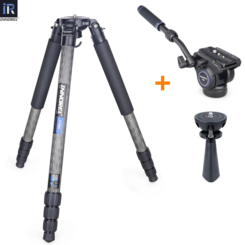 INNOREL RT80C Carbon Fiber Camera Tripod Professional Birdwatching Heavy Duty Tripod 75mm Bowl Adapter for DSLR Video Camcorder