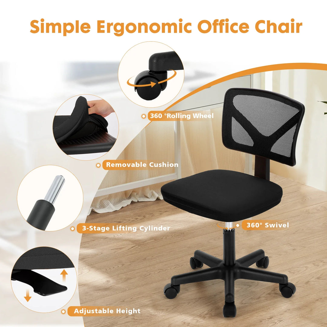 JHK Armless Mesh Office Chair
