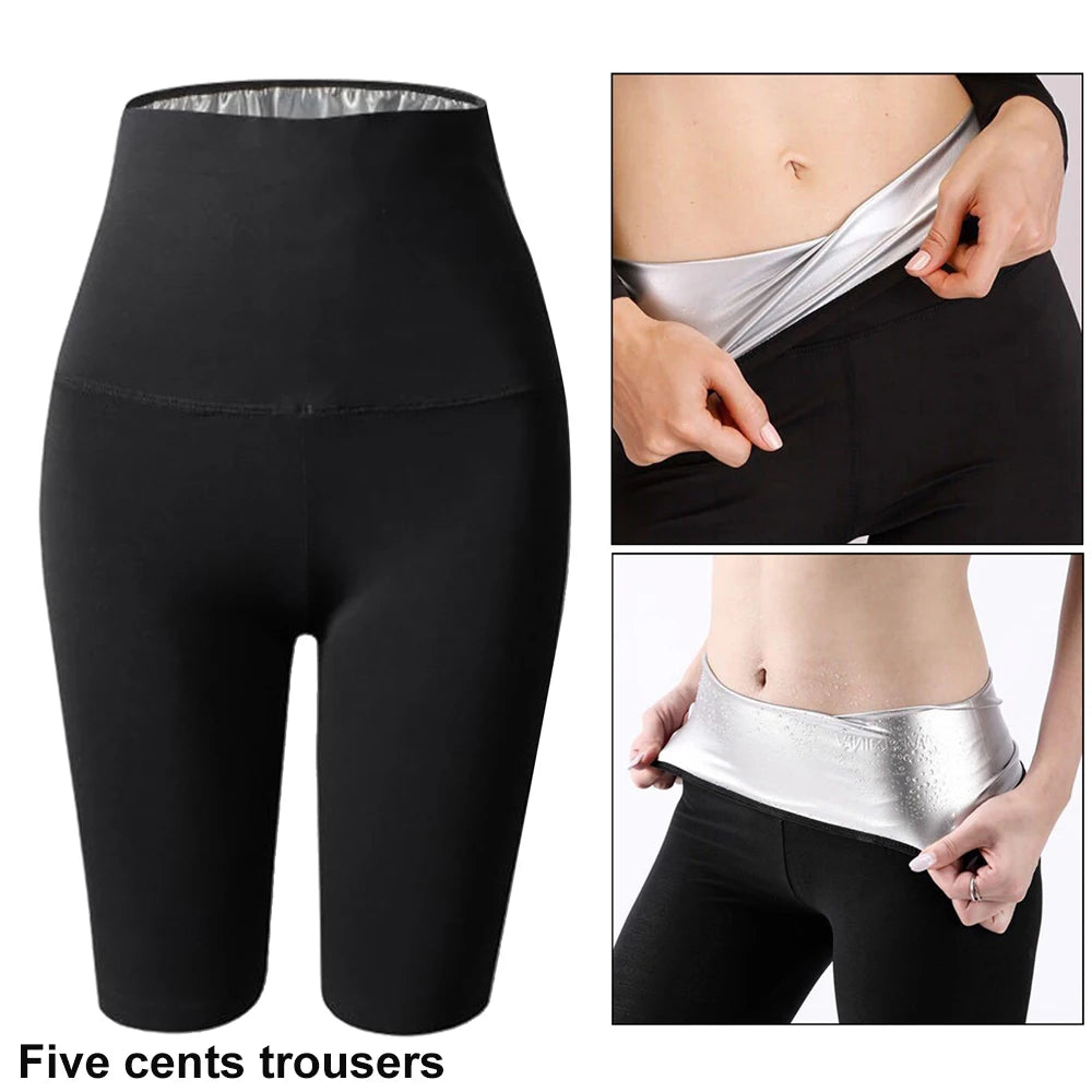 Sauna Sweat Suit Weight Loss Shapewear Shorts Pockets Waist Trainer Body Shaper Sweatsuit Exercise Fitness Gym for Women Girls