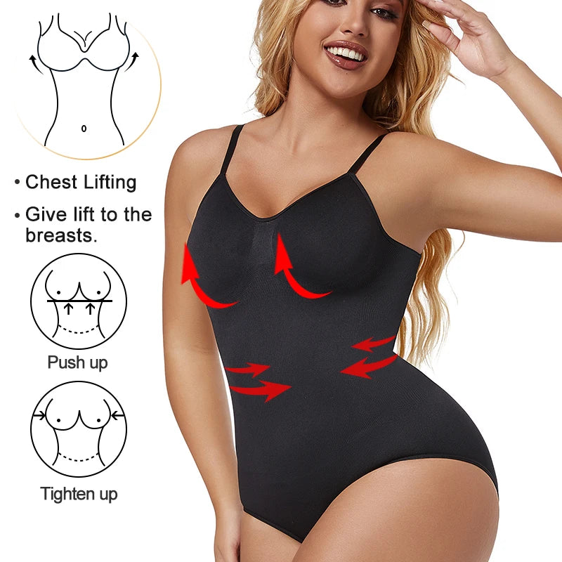 Low Back Bodysuits Shapewear for Women Open Crotch Body Shaper Seamless Tummy Control Push Up Corset Tank Top Backless Underwear