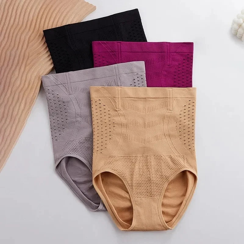 High Waist Flat Belly Slimming Panties Seamless Women's Panties Sexy Hollow Breathable Underwear Cotton Briefs Body Shaper Panty