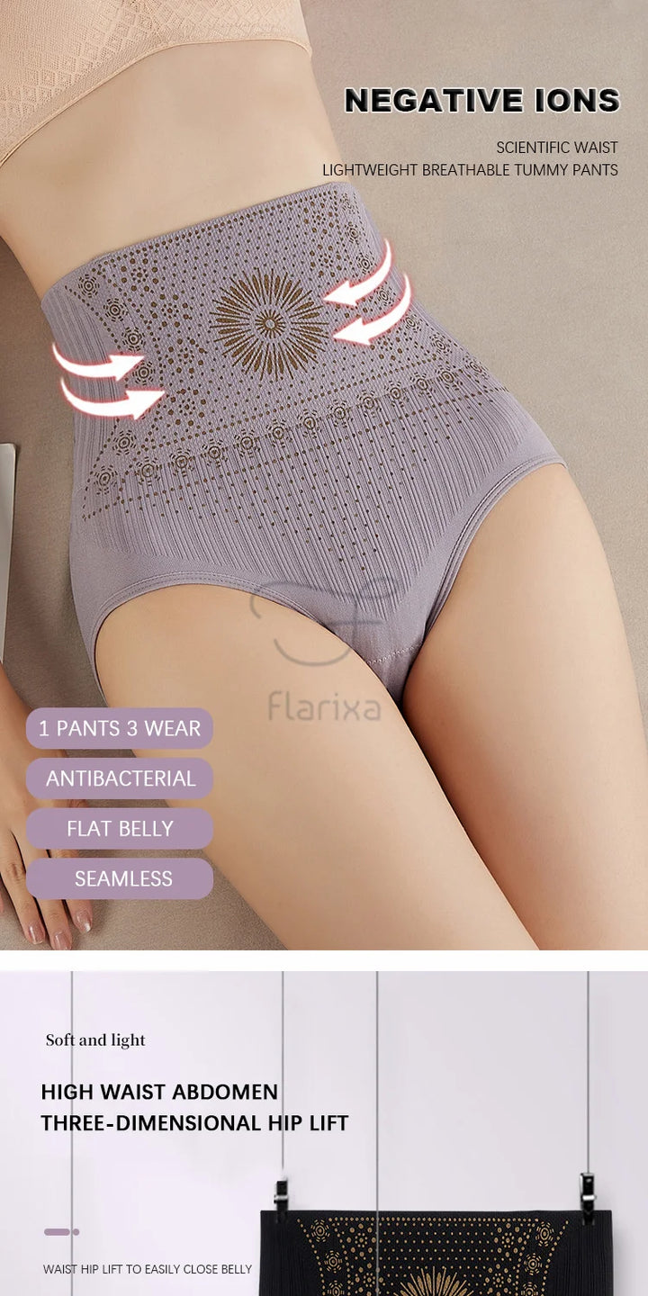 Flarixa High Waist Seamless Shaping Briefs Slimming Panties Women Faja Postpartum Abdominal Pants Body Shaper Underwear Slimmer