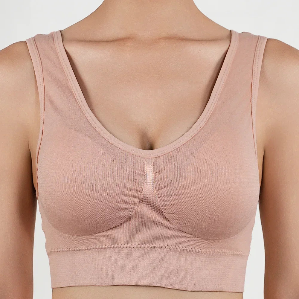 Women Breathable Sports Bra Absorb Sweat Shockproof Padded Gym Running Fitness Double Layer Seamless Yoga Sports Bras Underwear