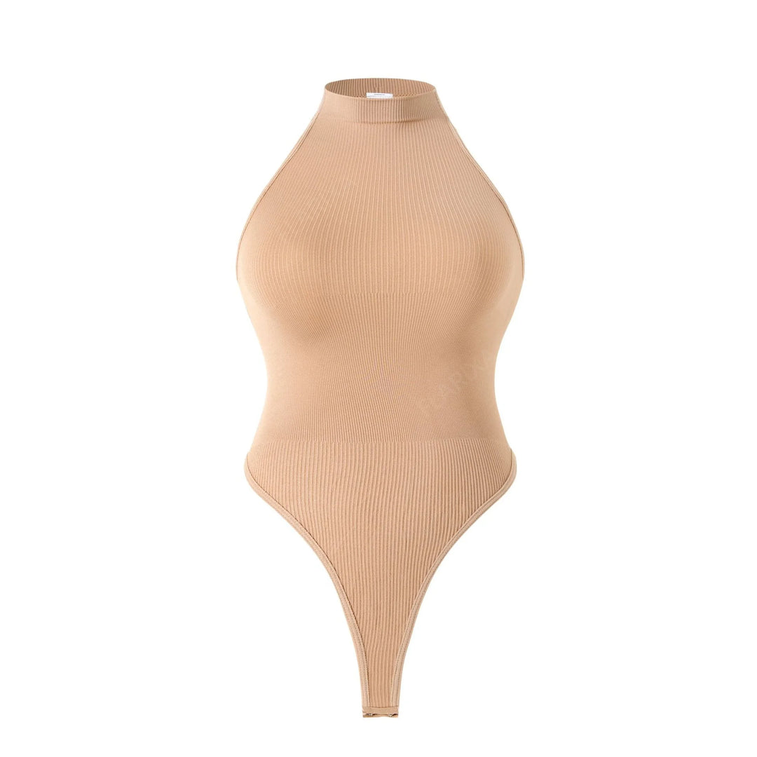 Flarixa Seamless Tummy Control Shapewear Women Thong Fajas Body Shaper High Collar Sleeveless Bodysuits Slimming Lingerie