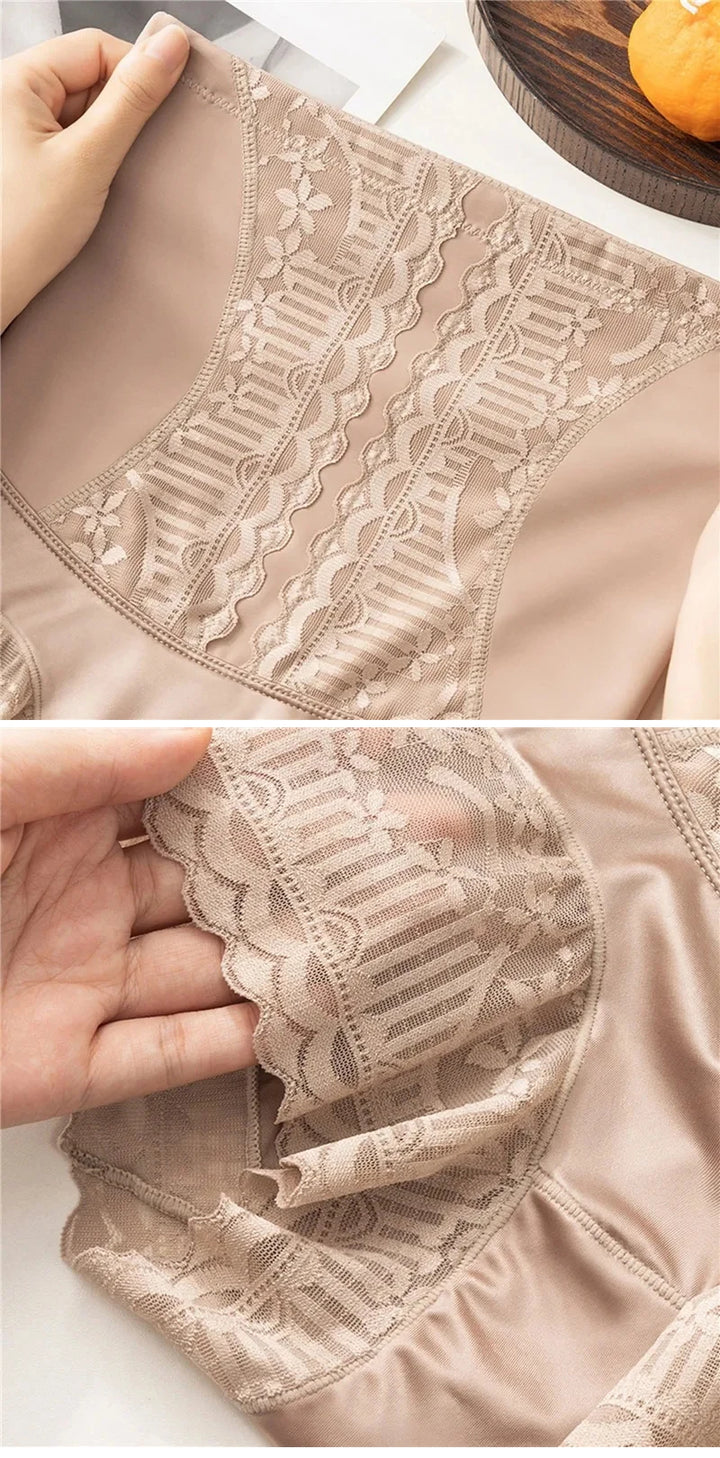 Women High Waist Control Panties Seamless Shapewear Briefs With Lace Slimming Shorts Flat Belly Shaping Postpartum Underwear