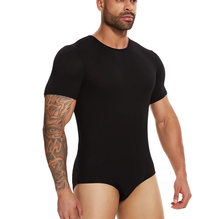 Mens Short Sleeve Full Body Shaper Bodysuit Tummy Control Romper Pajamas Waist Trainer Slimming Shapewear Underwear Undershirts