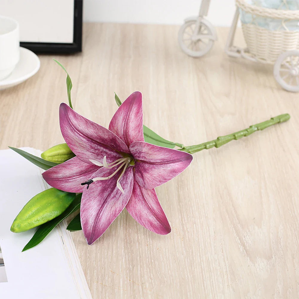 Realistic 3D Printed Lily Branch Flowers