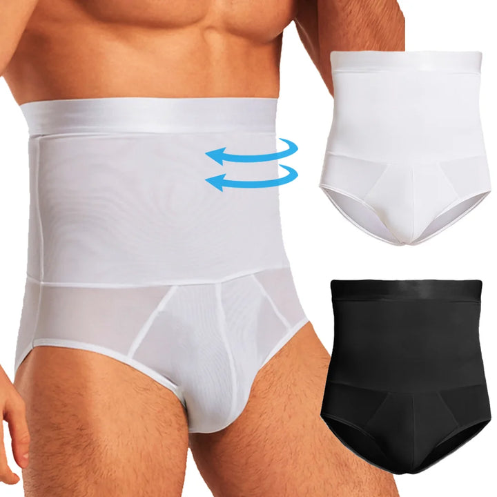 High Waist Flat Belly Panties for Men Tummy Control Shapewear Slimming Body Shaper Underwear Belly Girdle Brief Butt Lifter