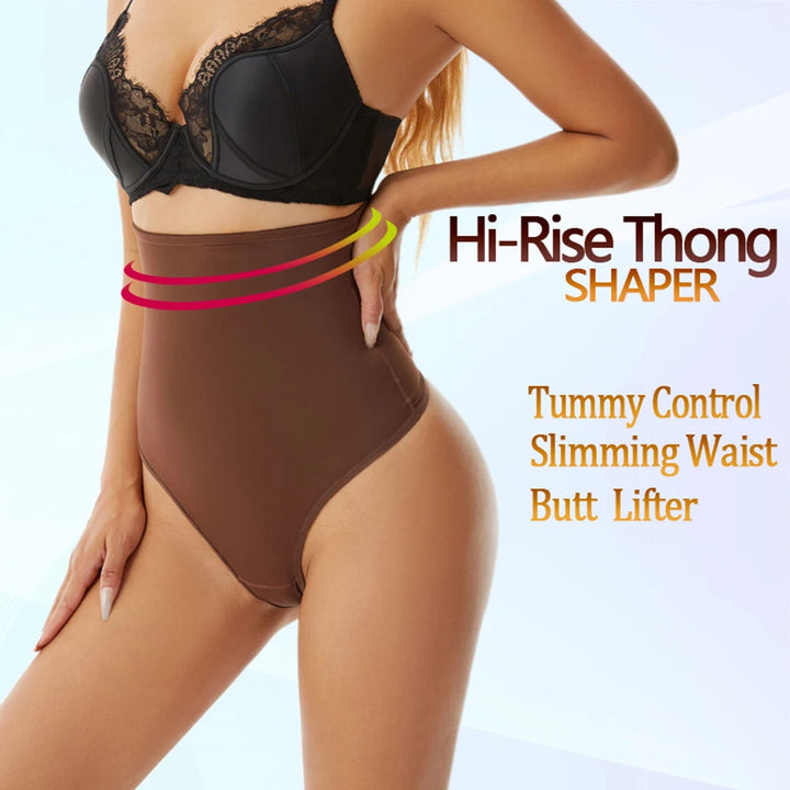 Women Thong Shapewear High Waist Body Shaper Tummy Control Stretch Black Sexy Slimming Underwear Smooth Body Nude T-Back Brief