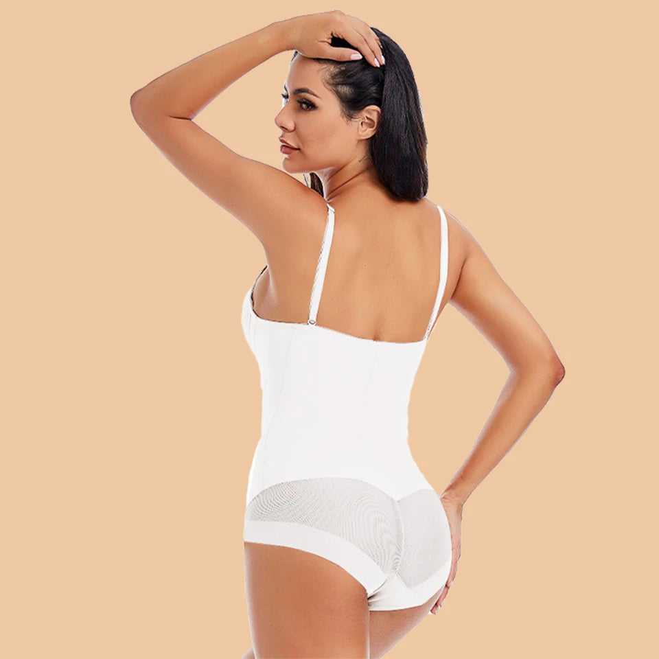 Underwire White Bodysuit Women Shapers Stretch Solid Color Silky Underwear Shapewear