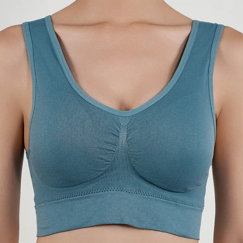 Women Breathable Sports Bra Absorb Sweat Shockproof Padded Gym Running Fitness Double Layer Seamless Yoga Sports Bras Underwear