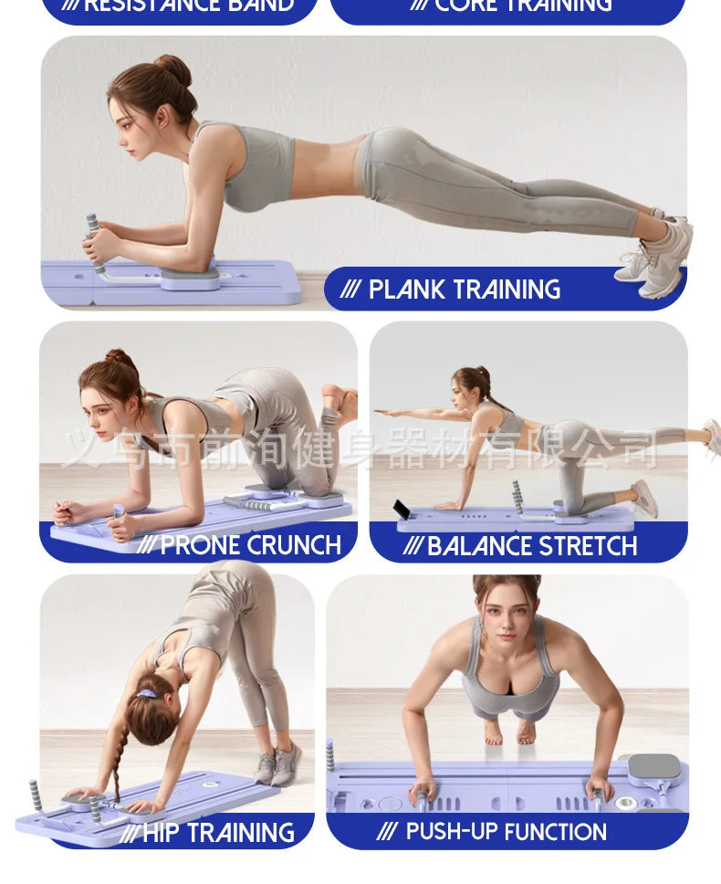 Multifunctional Fitness Board with Automatic Rebound, Foldable Exercise Machine - Full Body Exercise Equipment, Home Pilates