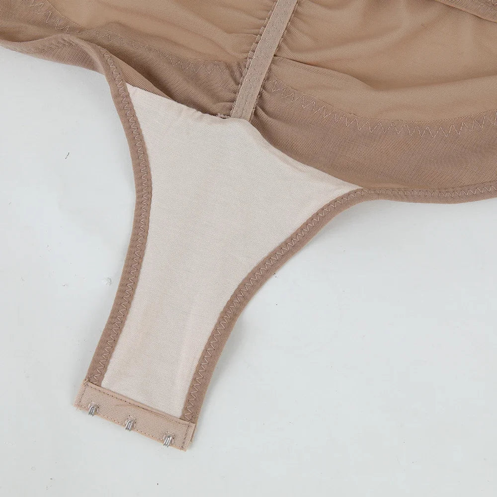 Cross Waist Bodysuit Sexy Women Briefs Shapewear with Film Coaster Mesh Breathable Suspender Top Tummy Control Ladies Underwear