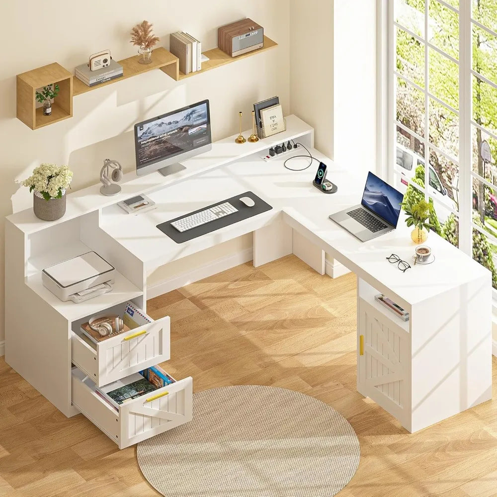 Farmhouse L-Shaped Office Desk