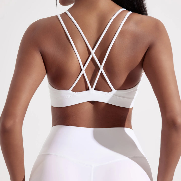 Solid Color Cross Fitness Bra Soft High Strength Women Tight Sport Top Comprehensive Training Gym Yoga Underwear With Chest Pad