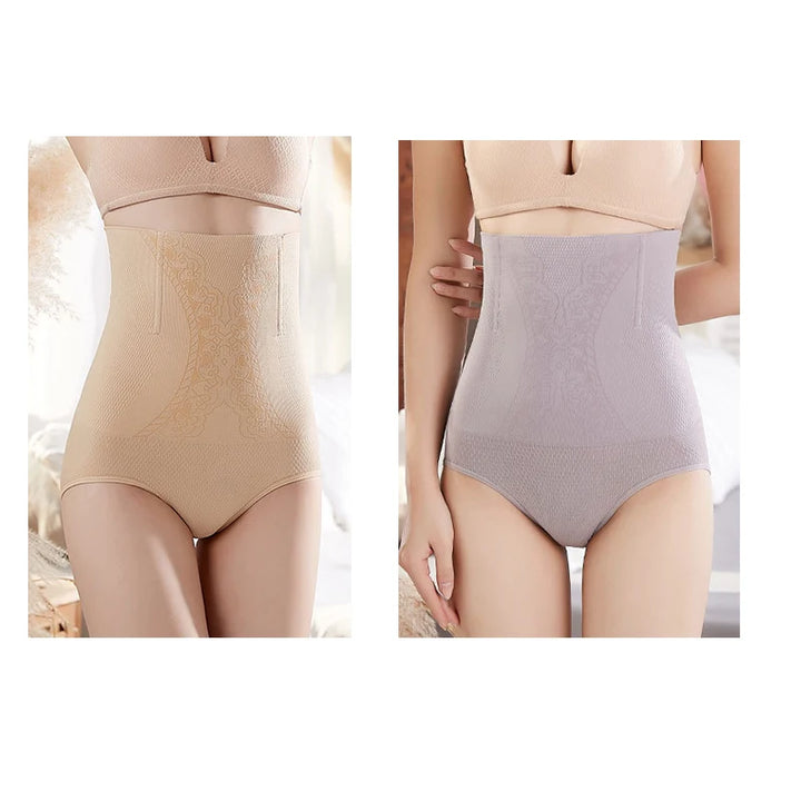 2pcs Women No Trace High Waist Shaping Brief Breathable Body Shaper Slimming Underwear Butt Lifter Control Pantie Shapewear Pant