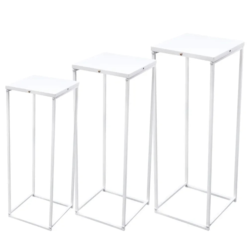 3Pcs Metal Geometric Flower Pot Rack Holder Plant Display Stand Home Decor Column Flower Stand For Wedding Party Centerpiece