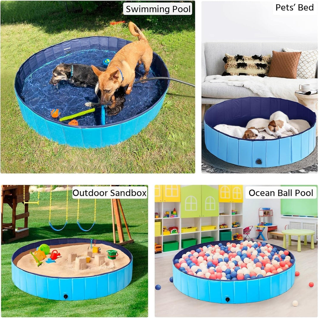BN-LINK Foldable Dog Pool, PVC Pet Swimming Pool, Portable Dog Pool Bathtub for Pets to Swim and Bath, 47.2" x 11.8" Blue