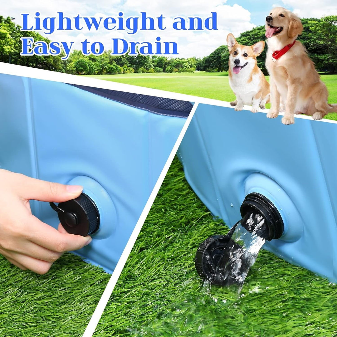 BN-LINK Foldable Dog Pool, PVC Pet Swimming Pool, Portable Dog Pool Bathtub for Pets to Swim and Bath, 47.2" x 11.8" Blue