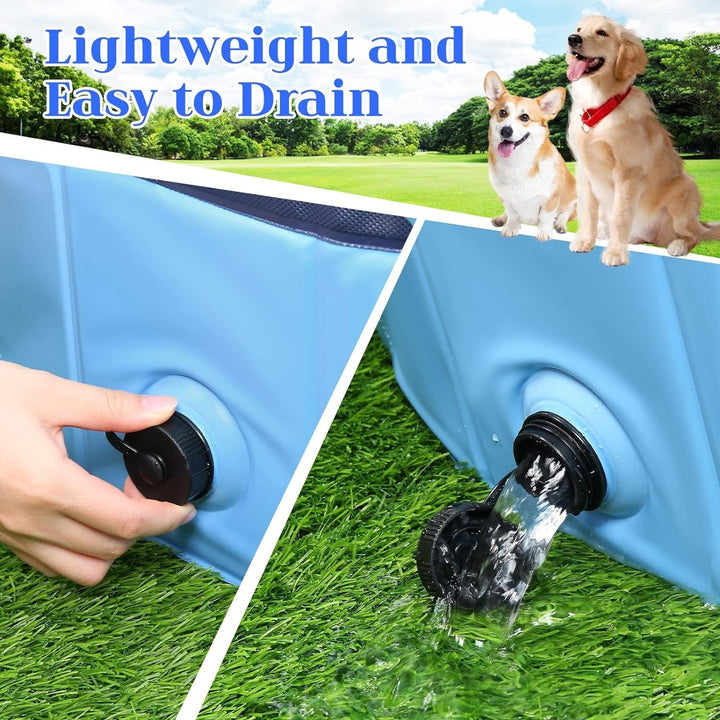 BN-LINK Foldable Dog Pool, PVC Pet Swimming Pool, Portable Dog Pool Bathtub for Pets to Swim and Bath, 47.2" x 11.8" Blue