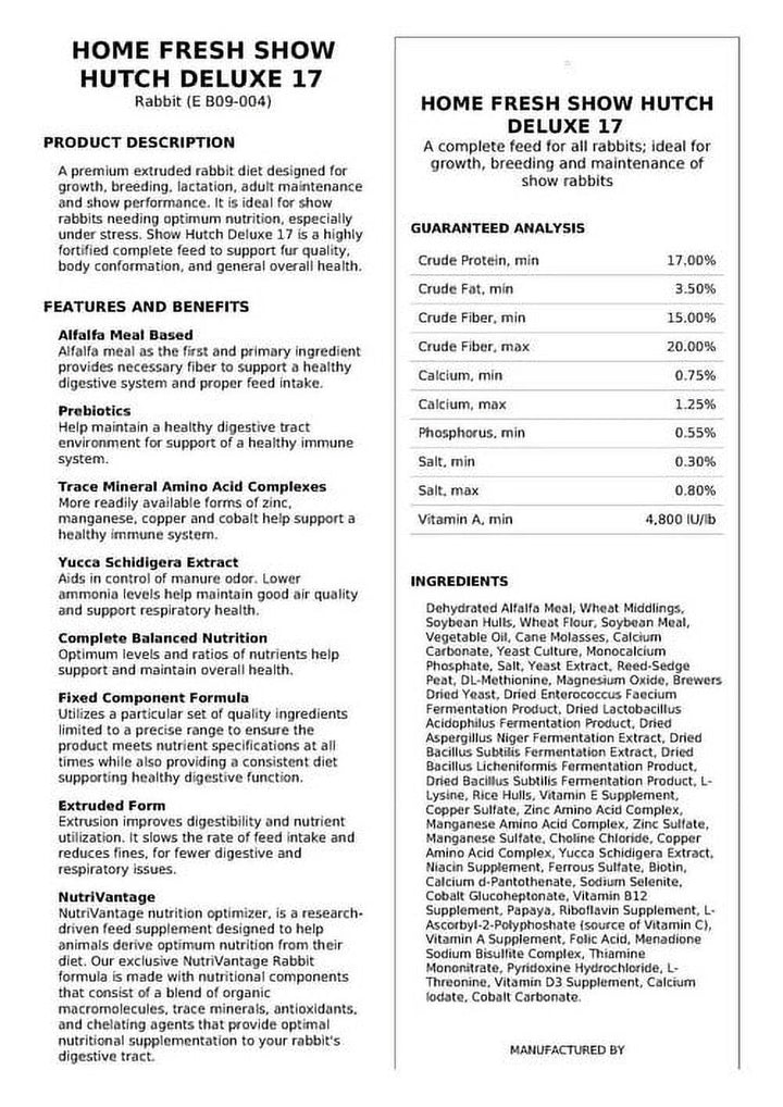 Blue Seal Show Hutch Deluxe Rabbit Food 4.5 Pounds