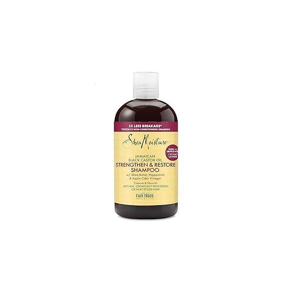 SheaMoisture Strengthen and Restore Shampoo 100% Pure Jamaican Black Castor Oil for Damaged Hair To Cleanse Nourish 13 oz