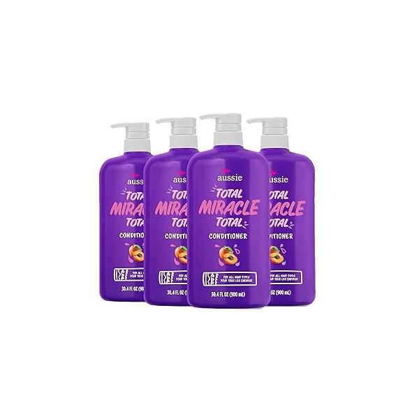 Aussie Total Miracle 7 Benefits Hair Conditioner for Damaged Hair, All Types, Paraben-Free, 30.4 fl oz, 4-pack