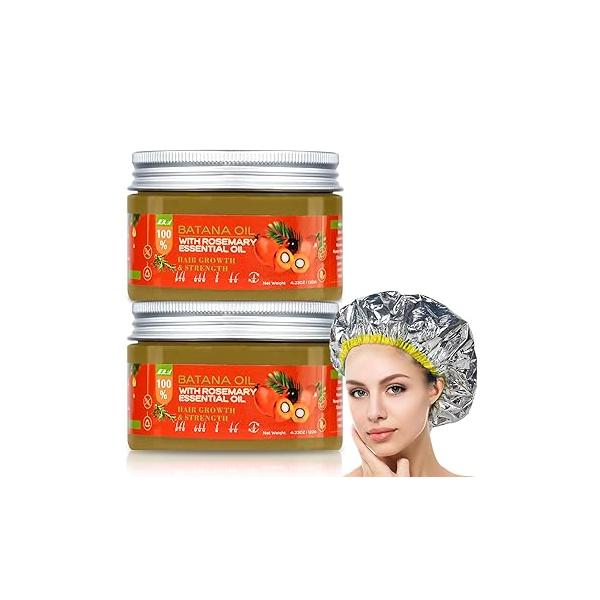 2Pack Batana Oil for Hair Growth, Bantana Growth Oil, Organic Rosemary Botana and Heat Cap Men & Women