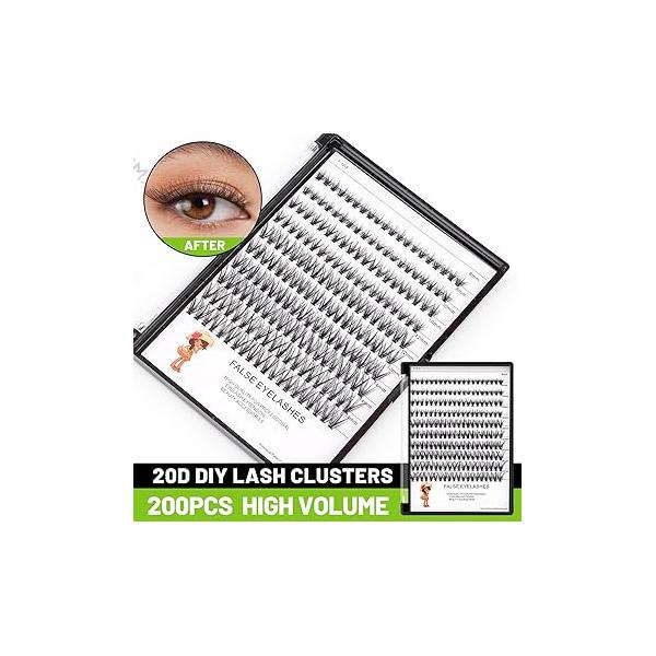BODERMINCER 20D 8-20mm To Choose 8-10-12-14mm MIX/14-16-18-20mm Mixed Individual Cluster Eyelashes False Eyelash Extensions Bunche DIY at Home (20D-16mm)