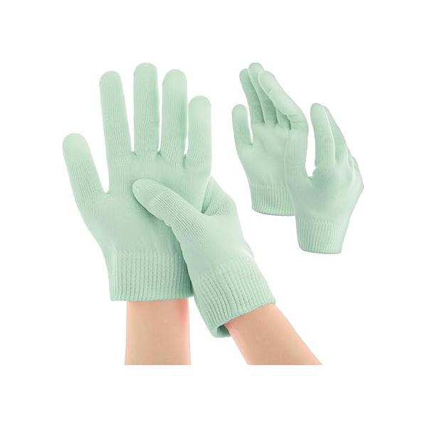 Moisturizing Gloves, Gel Spa Therapy Gloves Hand Masks for Dry Hands Soften Repairing Cracked Feet Skin Care(Green)