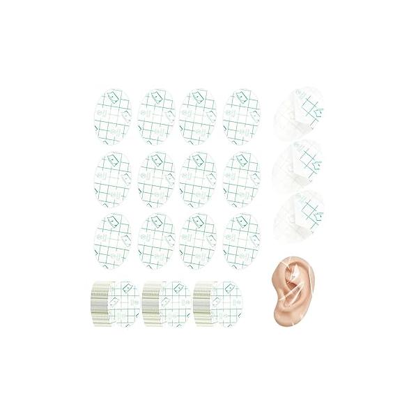 100 PCS Clear Waterproof Ear Stickers for Shower & Swimming - Disposable Protectors with Covers, 1.7x2.7in Ideal Surfing, Snorkeling Water Sports