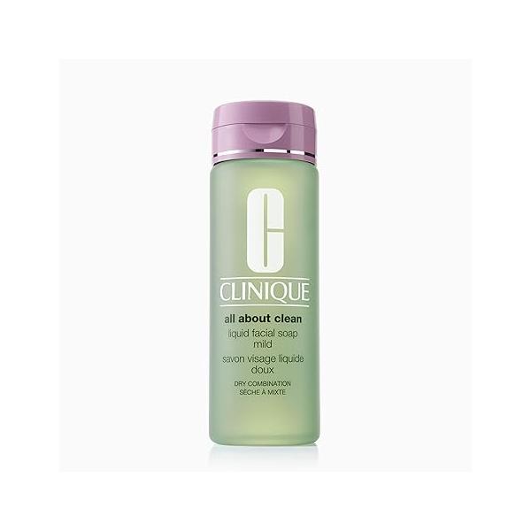 Clinique All About Clean Liquid Gentle Facial Cleanser Soap For Dry Combination Skin Types, Mild