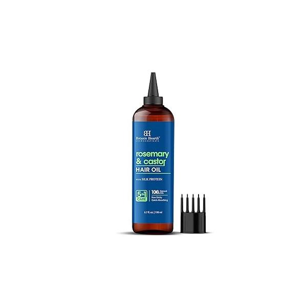 Botanic Hearth Rosemary & Castor Hair Oil (6.7 fl oz) | Nourishing and Strengthening Treatment for Thicker, Healthier-Looking Paraben Free Suitable All Types