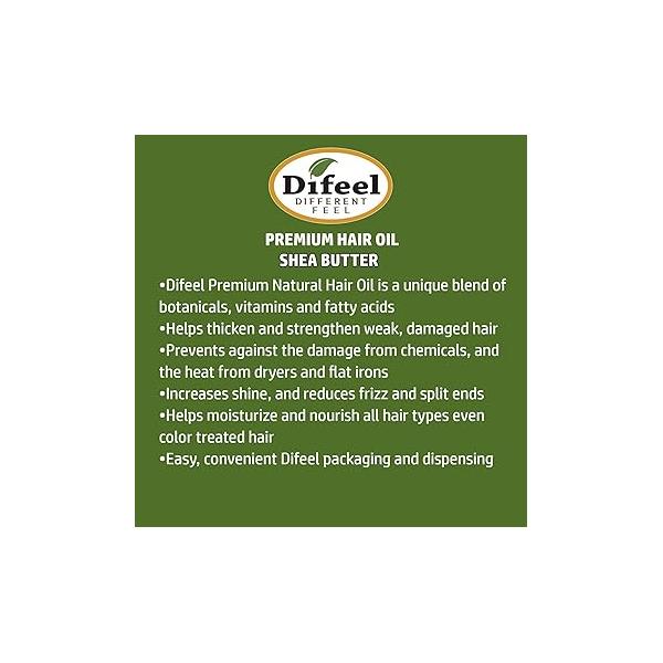 Difeel Premium Natural Hair Oil - Shea Butter 2.5 ounce (3-Pack)