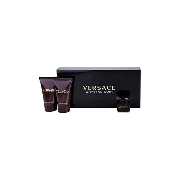 Versace Crystal Noir By Gianni For Women. Set-eau De Parfum .17 OZ Mini & Body Lotion .8 Shower Gel