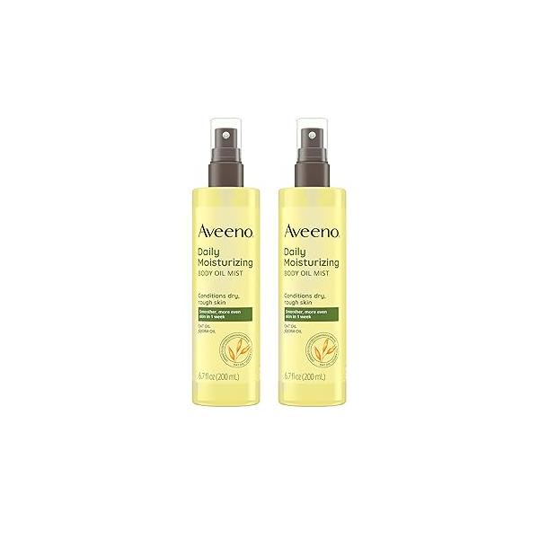 Aveeno Daily Moisturizing Body Oil Mist with Oat & Jojoba for Dry Sensitive Skin, Nourishing Spray Smoother Paraben-, Silicone- Alcohol-Free, Twin Pack, 6.7 fl. oz, 2 Pack