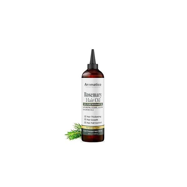100% Pure Rosemary Oil for Hair Growth, Hair-fall Control & Thickening. Enriched with Sesame, Jojoba Almond Oils. Non-Sticky Texture. With Applicator Caps 200ml