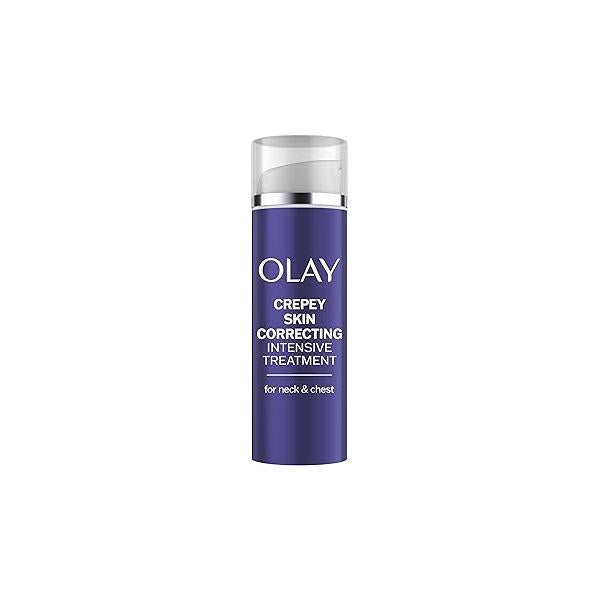 Olay Treatment Cream Intensive Crepey Skin Correcting for Neck & Chest with Retinol24, Vitamin B3 Complex, Deeply Hydrates, Renews Smoothes Skin, 1.7 fl oz