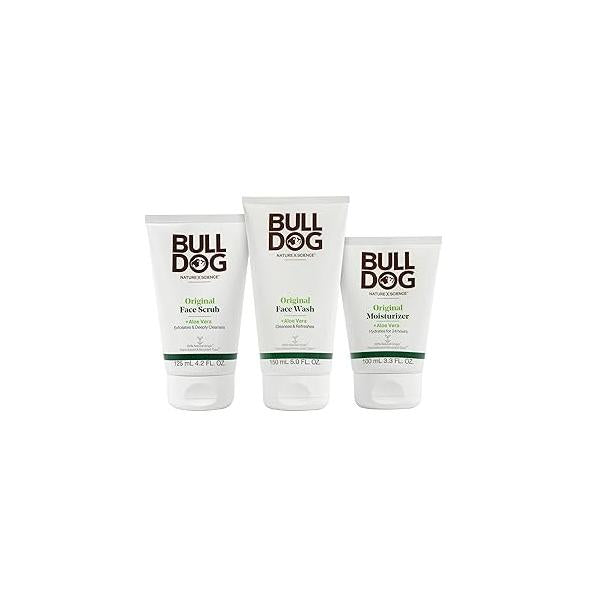 Bulldog Mens Skincare and Grooming Original Full Face Kit with Moisturizer, Wash & Scrub
