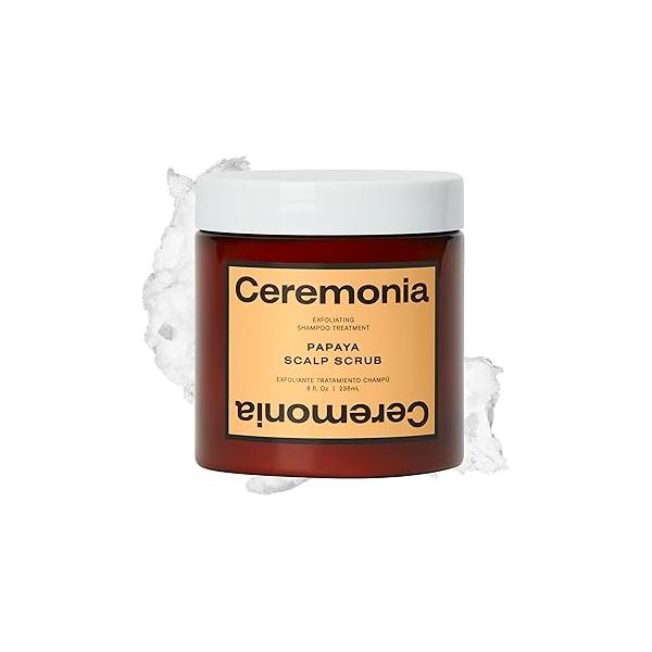 Ceremonia Papaya Scalp Scrub Exfoliating Shampoo Treatment with Enzymes Pink Salt Detox, 8 Fl Oz | 236 mL