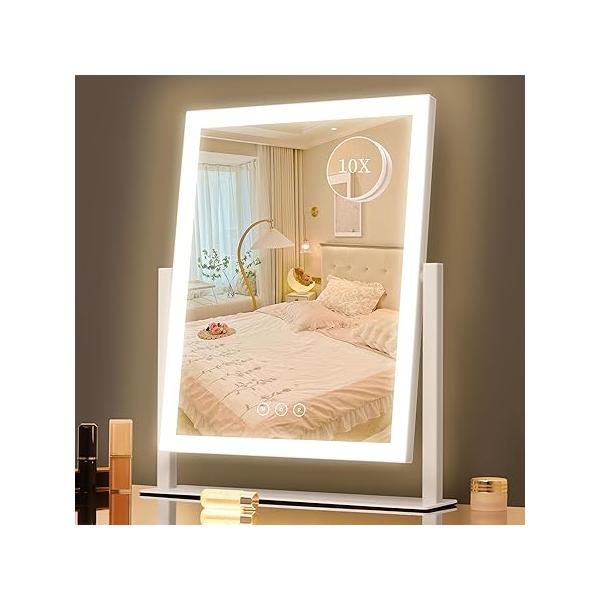 YUMELIVI Hollywood Vanity Mirror with Lights, 16.7"x13.2", 3 Color Modes, Smart Touch Control, 360 Rotatable, Perfect for Bedroom or Dressing Room