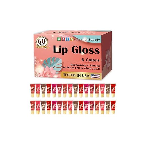 AZEN 24 Pack Lip Gloss Set, Color Oil for Dry Cracked Lips Moisturizing Hydrating Nourishing with Vitamin E