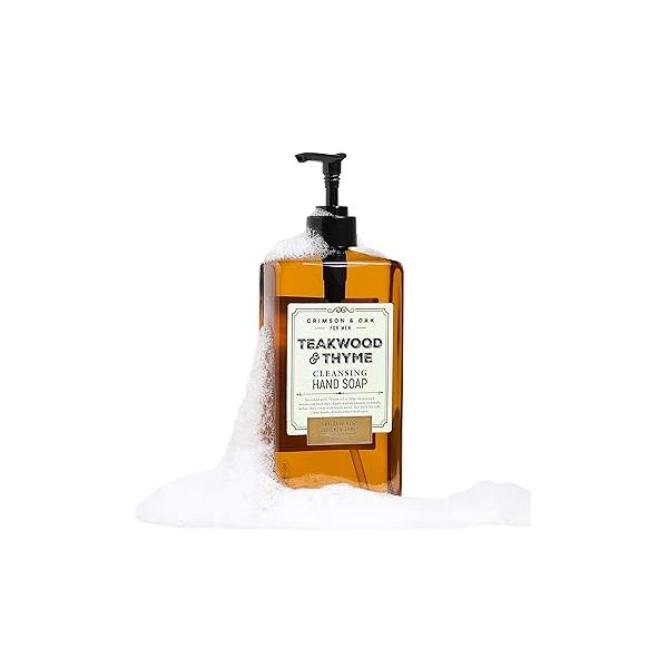 Body Prescriptions Crimson & Oak Men's Deep Cleansing Hand Soap with Pump Dispenser, 17 Fl Oz (Pack of 1), Teakwood Thyme